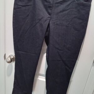 7th Avenue Plus Size Size 14 Dark Blue Denim Chambray Cropped Pants 20" Inseam